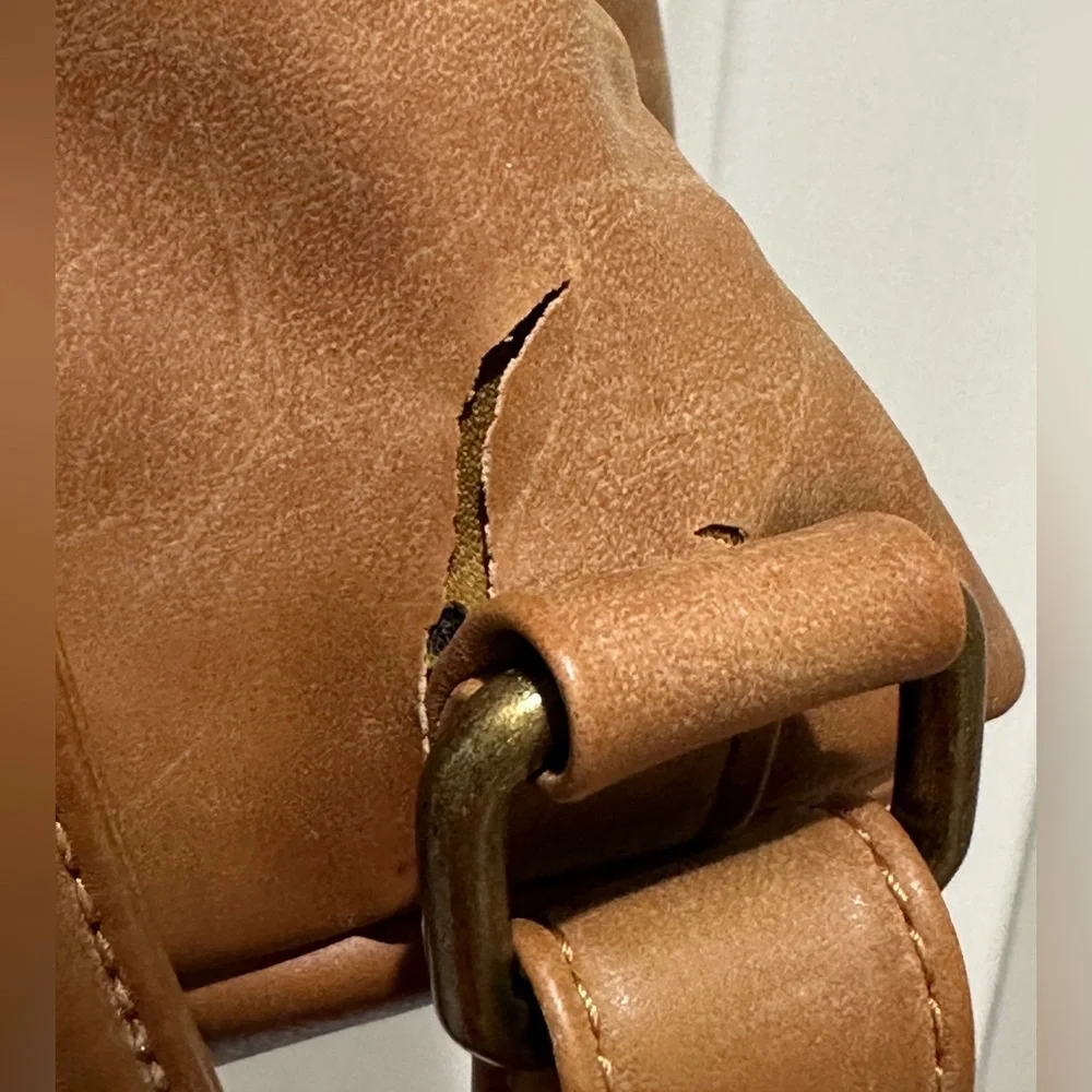 Style & Co Faux Leather Backpack Camel Tan/Brown Buckle Detail Casual Travel Bag